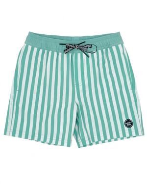 NEW FEATHER 4 ARROW boys club volley trunk in sun club stripe/ green